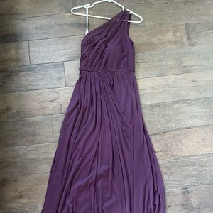 Plum Off Shoulder Full Length Evening Gown